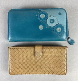 Group of 2 Bottega Veneta Leather Wallets