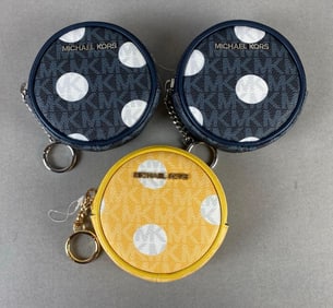 Group of 3 Michael Kors Jet Set Small Circle Coin Pouches