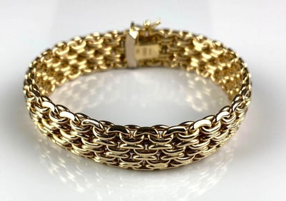 14K Gold Mesh Linked Bracelet