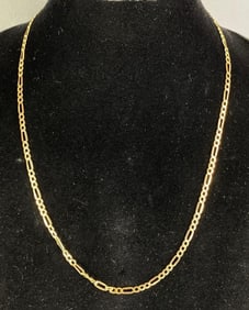 14k Gold Figaro Link Necklace