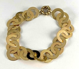 Signed 14k Gold Wide Circle Link Bracelet