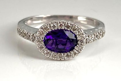 14k White Gold Purple Amethyst Sapphire Ring