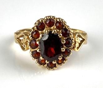 14k Gold Tourmaline Cluster Ring