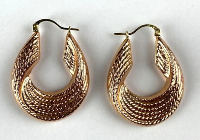 14k Gold Woven Rope Earrings