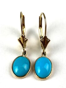 14k Gold Turquoise Drop Earrings