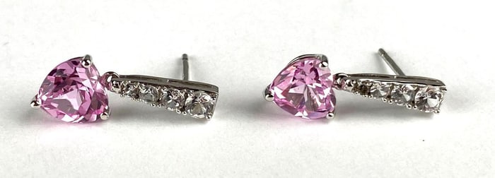 10k Gold Ruby and Diamond Heart Earrings