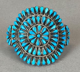 Sterling Silver Turquoise Zuni Cuff Bracelet