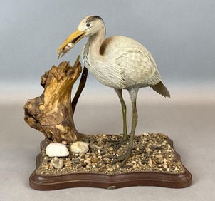 Folk Art Heron Carved Figurine