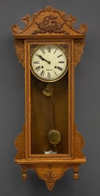 Antique Waterbury Zerma Oak Wall Clock