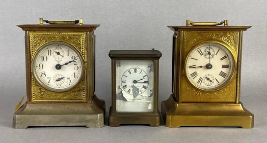 Group of 3 Antique Carriage Clocks
