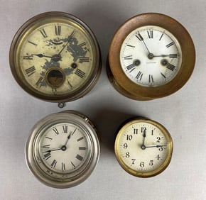 Group of 4 Antique Round Clocks