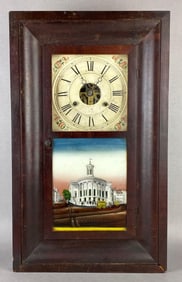 Antique Merchants Exchange Philadelphia Reverse Painted Glass Wall Clock