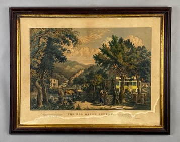 Currier and Ives The Old Oaken Bucket Lithograph