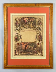Currier and Ives Fireman This Certifies Lithograph