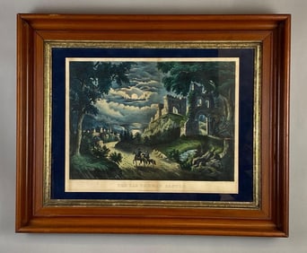Currier and Ives The Old Norman Castle Lithograph
