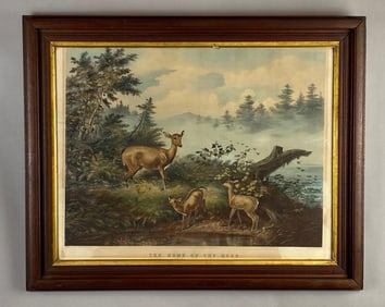 Currier and Ives The Home of the Deer Lithograph