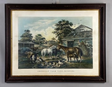 Currier and Ives American Farm Yard - Morning Lithograph