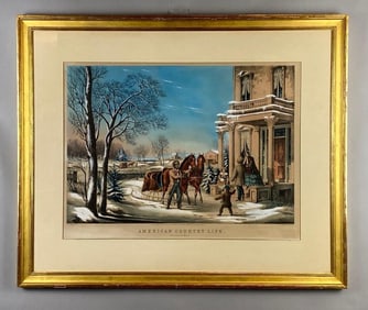N. Currier American Country Life Pleasures of Winter Lithograph