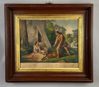Currier and Ives Hiawathas Wooling Lithograph