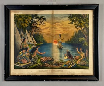 Currier and Ives Hiawathas Departure Lithograph