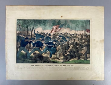 Currier and Ives The Battle of Spottsylvania VA May 12th 1864 Lithograph