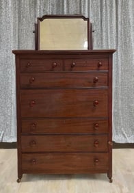 Antique Walnut Tallboy with Mirror