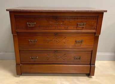 Antique Eastlake Style Walnut Chest of Drawers