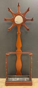 Antique Wood Sunburst Hall Tree
