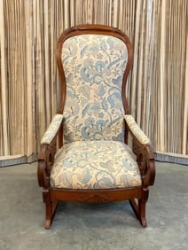 Antique Victorian Floral Rocking Chair