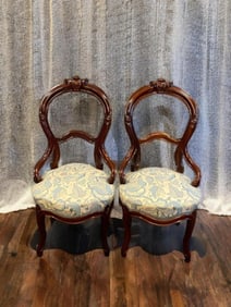 Set of 2 Antique Victorian  Floral Motif Chairs