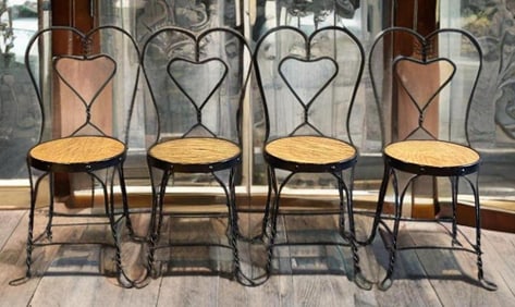 Set of 4 Antique Wrought Iron Ice Cream Parlor Chair