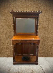 Antique Swivel Mirror Back Wood Hall Tree