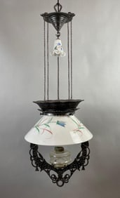 Antique Cast Iron Adjustable Oil Lamp Ceiling Fixture