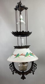 Antique Cast Iron Adjustable Oil Lamp Ceiling Fixture