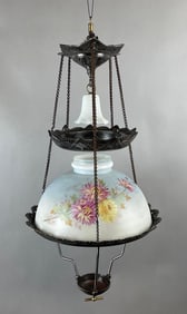 Antique Cast Iron Adjustable Oil Lamp Ceiling Fixture