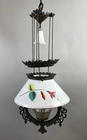 Antique Cast Iron Adjustable Oil Lamp Ceiling Fixture