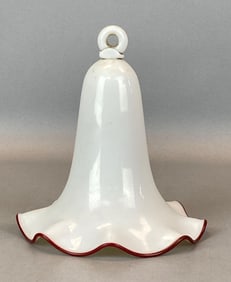 Antique Ruby Ruffled Edge White Glass Smoke Bell