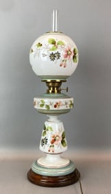 Antique Victorian Floral Motif Electrified Table Lamp