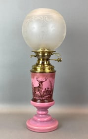 Antique Messengers No. 2 Deer Motif Oil Table Lamp