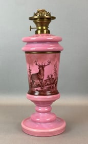 Antique Victorian Deer Motif Oil Table Lamp