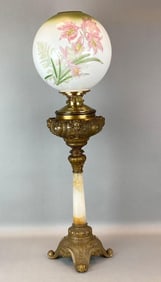 Antique Victorian Ornate Cherub Oil Table Lamp