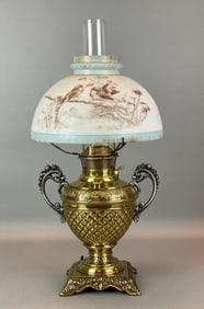 Antique The Rochester Floral Motif Oil Table Lamp
