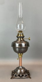 Antique Russian Cast Metal Adjustable Oil Table Lamp