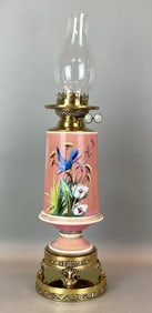 Antique Victorian Eastern Bluebird Oil Table Lamp