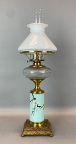 Antique Victorian Floral Oil Table Lamp