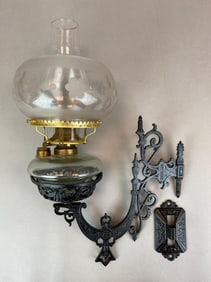 Antique Cast Iron Oil Lamp Sconce