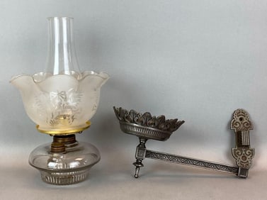 Antique Cast Iron  Oil Lamp Sconce