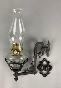Antique Cast Iron Oil Lamp Wall Sconce