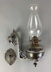 Antique Cast Iron Oil Lamp Wall Sconce