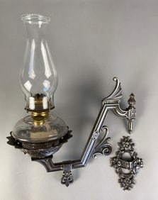 Antique Cast Iron Oil Lamp Wall Sconce